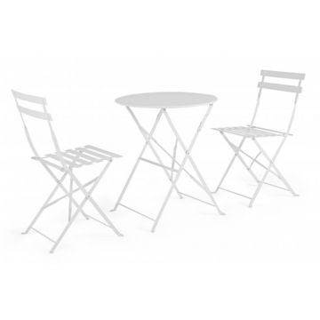 Set mobilier de gradina 3 piese, Bistro Wissant, Bizzotto, otel, finisaj mat, alb