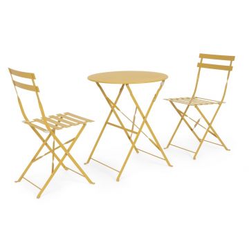 Set mobilier de gradina Bistro 3 piese Wissant, Bizzotto, otel, finisaj mat, ocru