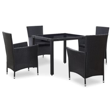 Set de mobilier de exterior 5 piese negru poliratan