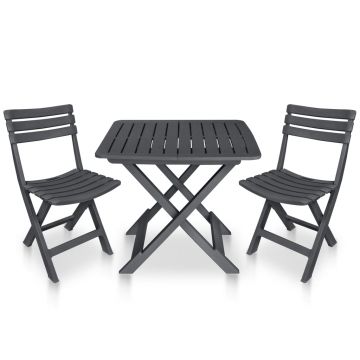 Set mobilier de bistro pliabil 3 piese antracit plastic