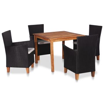 Set mobilier de exterior 5 piese negru și maro poliratan