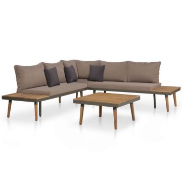 Set mobilier grădină cu perne 4 piese maro lemn acacia