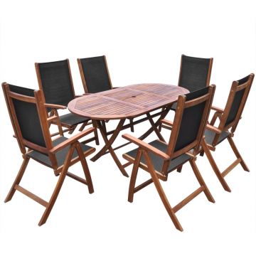 Set mobilier de exterior 7 piese lemn masiv de acacia