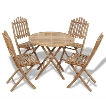 Set mobilier de exterior pliabil 5 piese bambus