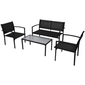 Set mobilier de grădină 4 piese negru textilenă