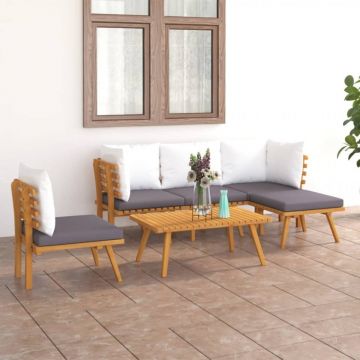 Set mobilier de grădină cu perne, 6 piese, lemn masiv acacia