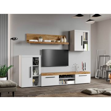 Set Mobilier Living Alb cu Stejar Auriu-Olaf-C04