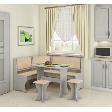 Kitchen Corner Set With Stools | Monaco/Craft White