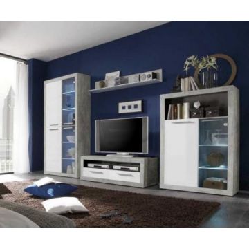 Stone Mobila Sufragerie De Perete Beton/White High Gloss