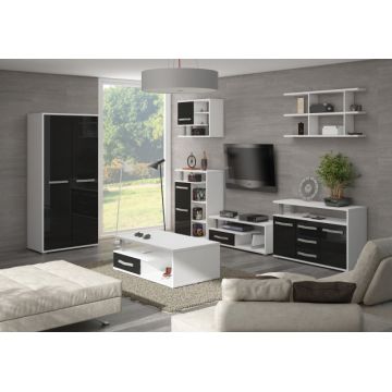 Angel Set 5 (Mobila Sufragerie De Perete) White/Black High Gloss