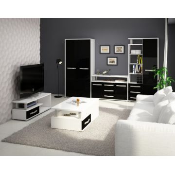 Angel Set 6 (Mobila Sufragerie De Perete) White/Black High Gloss