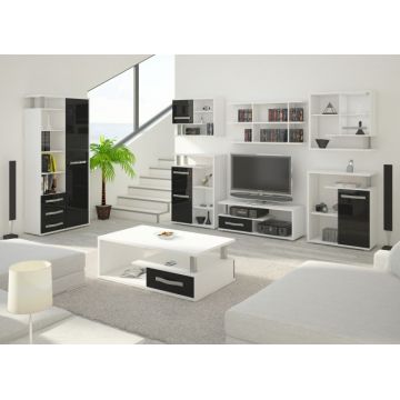 Angel Set 7 (Mobila Sufragerie De Perete) White/Black High Gloss