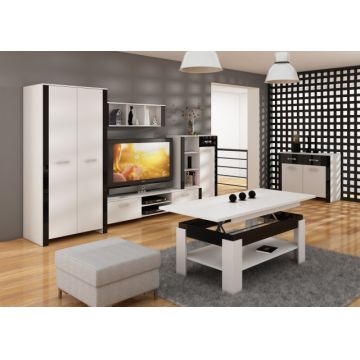 Hugo Set4 (Mobila Sufragerie De Perete) White/Black Gloss