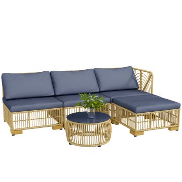 Outsunny Set de mobilier din rachita de 5 bucati, Gri