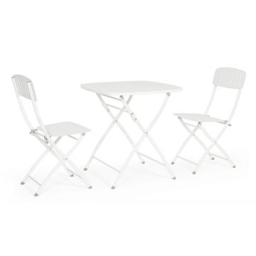 Set mobilier de gradina 3 piese Yvonne, Bizzotto, otel, finisaj mat, alb