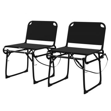 Outsunny Set de 2 Scaune Pliante Multifuncționale, Scaun de Camping, Cadru Metalic și Țesătură Oxford, 51x58x72 cm, Negru | Aosom Romania