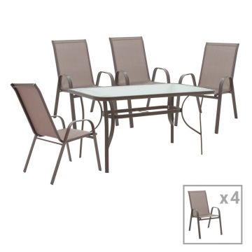 Set 5 buc masă și scaune de grădină Calan-Ensure Maro 120x80x70 cm