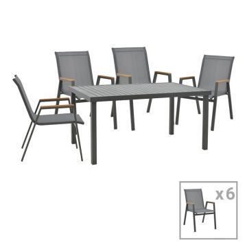 Set 7 buc masă și scaune de grădină Azelie-Kliton Gri 77x55x94 cm
