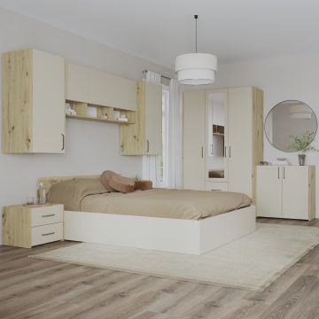 Set dormitor Malmo V14, Pat 200 x 160 cm, Stejar Artisan/Argila
