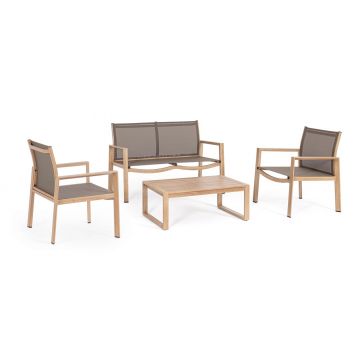 Set mobilier de gradina 4 piese Kallen, Bizzotto, aluminiu/textilena 2x1, natural