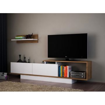 Ansamblu Comoda TV Asos Alb-Walnut