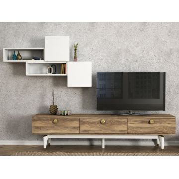 Ansamblu Comoda TV Buse Walnut-Alb