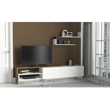 Ansamblu Comoda TV Dizayn Alb-Walnut