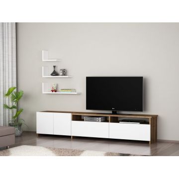 Ansamblu Comoda TV Gelincik Alb-Walnut