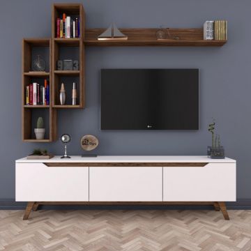 Ansamblu Comoda TV M16-804 Alb-Walnut