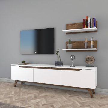 Ansamblu Comoda TV M48 Alb-Walnut