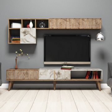 Ansamblu Comoda TV Milan Walnut-Alb