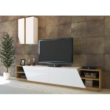 Ansamblu Comoda TV Zebra Alb-Teak