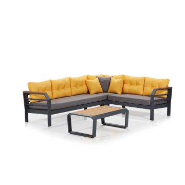 Garden Lounge Set Assento XL, Galben/Gri Negru