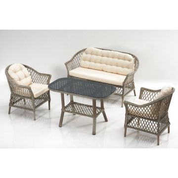 Set De Lounge De Grădină Dove, Crem, 138X70X85 Cm