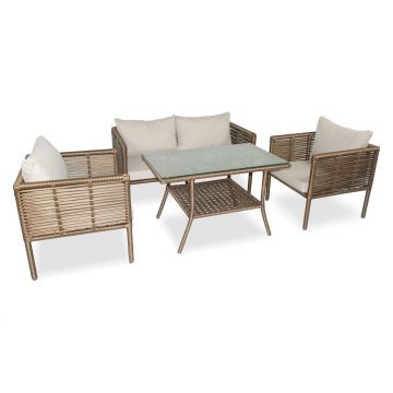 Set De Lounge De Grădină Newyork 130, Maro Inchis, 65X65X66 Cm