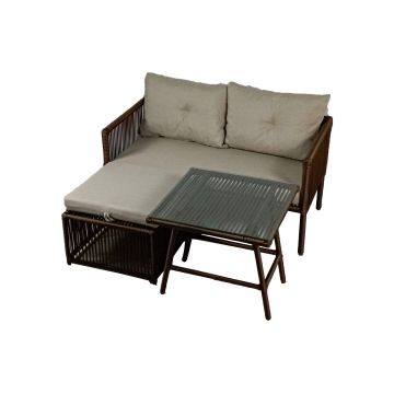 Set De Lounge De Grădină Shangai 8, Crem, 158X62X62 Cm