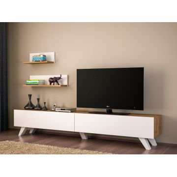 Comoda TV Amerika - Alb, Walnut