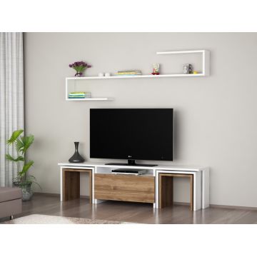 Comoda TV Ege - Alb, Walnut