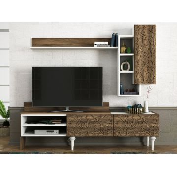 Comoda TV Lenti - Alb, Walnut