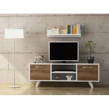 Comoda TV Likya - Alb, Walnut