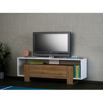 Comoda TV Mery - Alb, Walnut