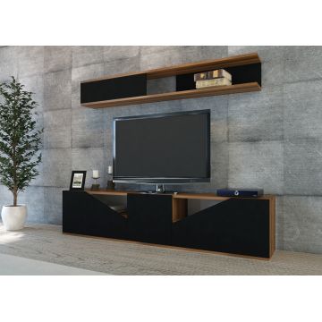 Comoda TV Taç - Walnut, Negru