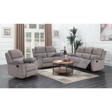 Set Recliner Tropez 3L+2L+1L, 208x100x94 cm, Stofa, Gri