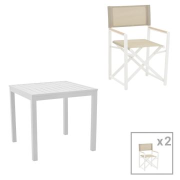 Set de 3 buc masa si scaune de gradina Kliton-Mabu set de 3 aluminiu alb 80x80x74 cm