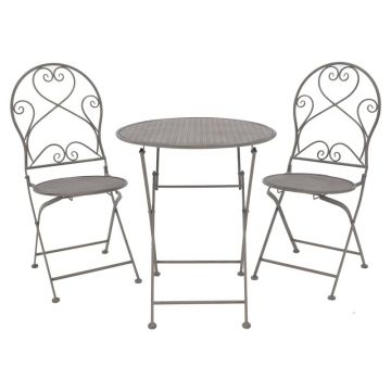 Set de 3 buc masa si scaune de gradina Walen metal bronz 60x60x70 cm