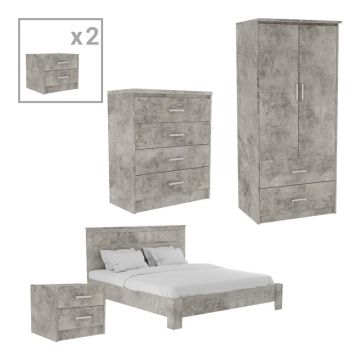 Set de 5 buc mobilier dormitor Olympus nuanta antichizata antracit 81x57x183 cm