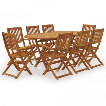 Set mobilier de exterior pliabil, 9 piese, lemn masiv de acacia