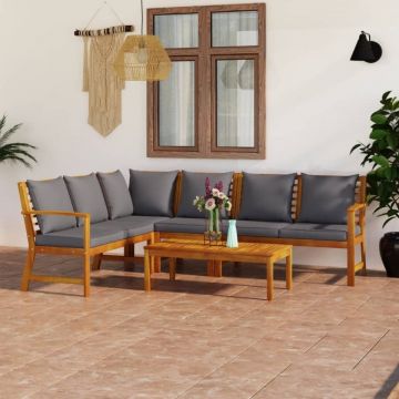 Set mobilier de grădină cu perne, 5 piese, lemn masiv acacia