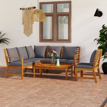 Set mobilier de grădină cu perne, 5 piese, lemn masiv acacia