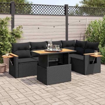 Set mobilier de grădină cu perne, 5 piese,poliratan/lemn acacia